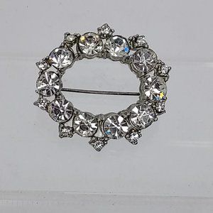 Vintage Round Rhinestone Brooch